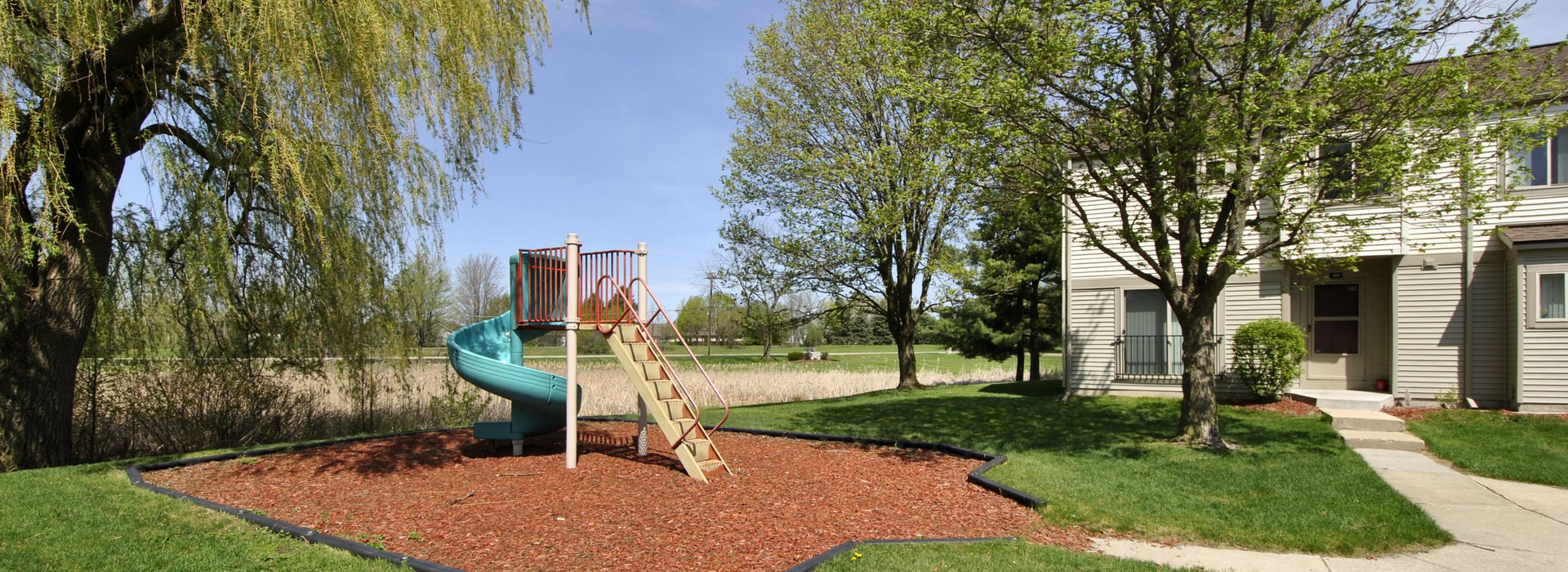 Playground area with slide for children